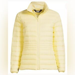 Lands' End Women's Wanderweight  Light Yellow Down Puffer Size XL Jacket